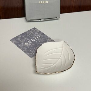 Aerin Cream Porcelain and Gold Rim Leaf Accent Plate